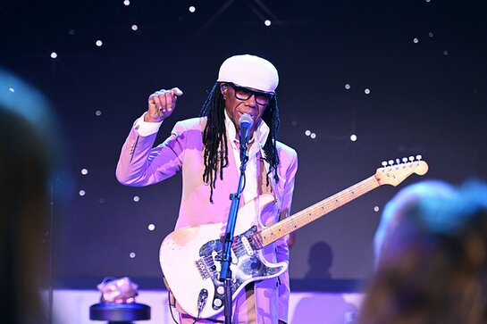 Nile Rodgers performs onstage during the Breast Cancer Research Foundation Hot Pink Party