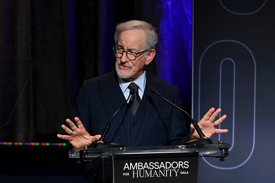 Steven Spielberg speaks onstage as USC Shoah Foundation Hosts 30th Anniversary Gala