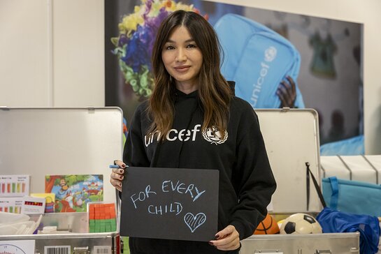 Gemma Chan visited UNICEF's humanitarian supply warehouse in Denmark