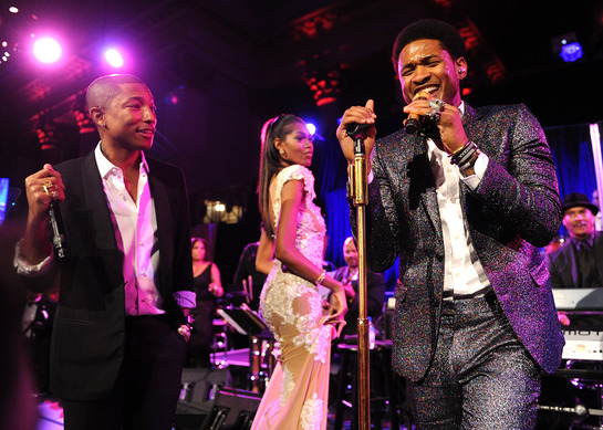 Usher Joins Pharrell Williams Onstage At Angel Ball - Look to the